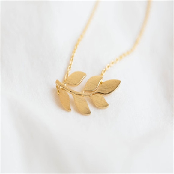 golden threads Jewelry - Gold Leaf Branch Pendant Necklace Gold